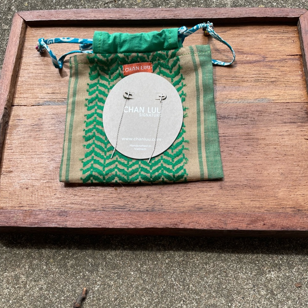 Chan Luu Silver Cross Chain Thread Earrings